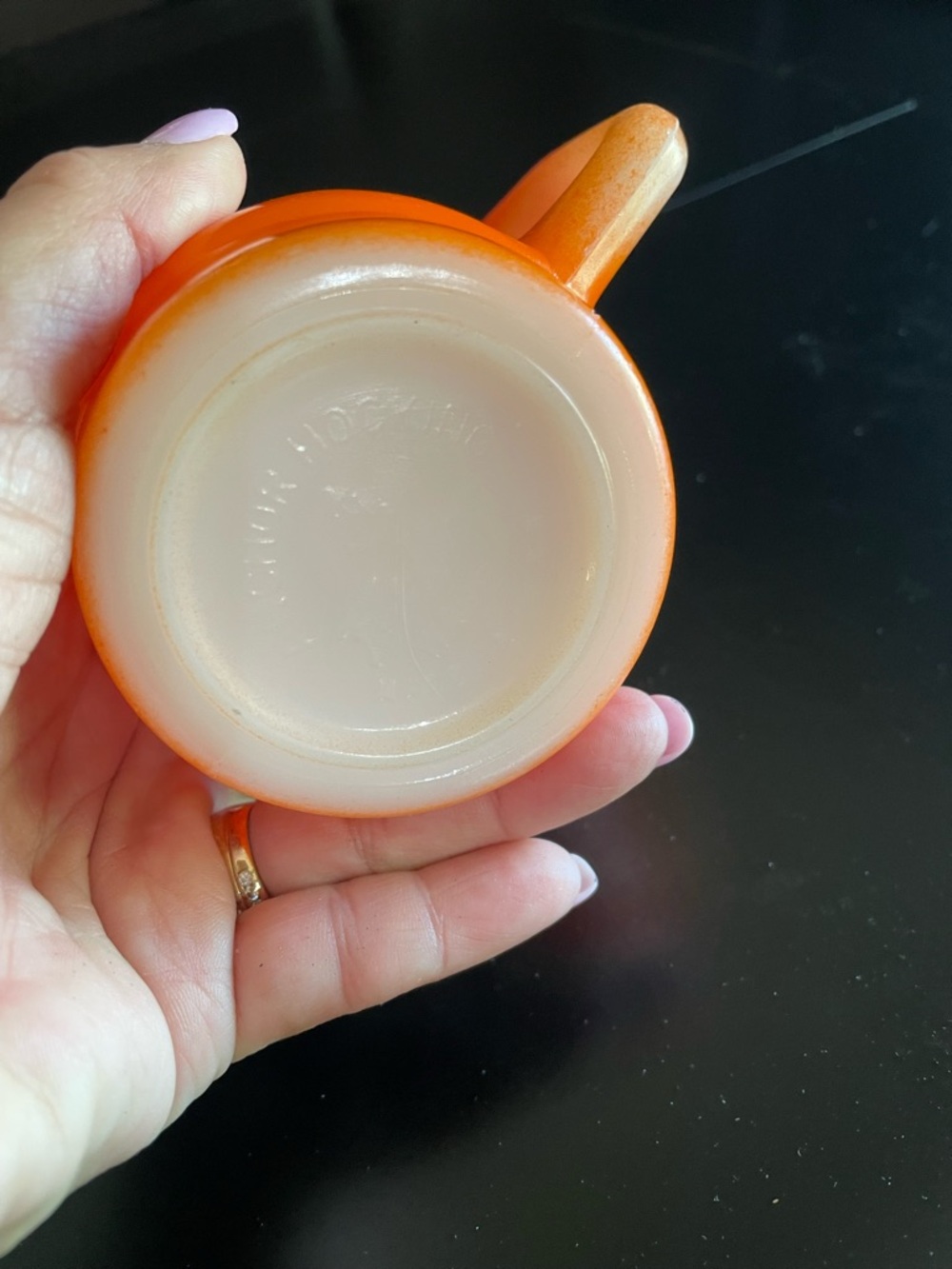 Vintage Orange Fire King Anchor Hocking Glass Mug Cup Mid Century Mod USA coffee - Picture 5 of 6